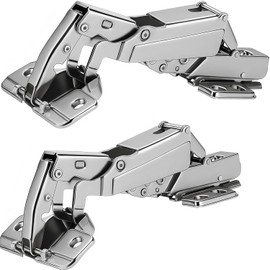 TamBee 175 Degree Hinges Frameless Cabinet Doors Hinges 48mm Concealed Hydraulic Adjustable Soft Closing Nickel-Plated Steel Buffer Dampers for Kitchen Corner,1 Pair/2Pcs (Full Overlay)