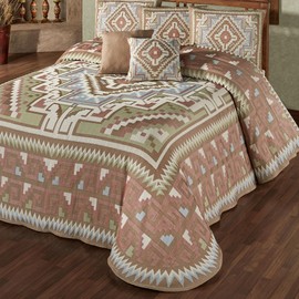 Touch of Class Valley View Southwestern Grande Bedspread Multi Warm 24 Inch Drop Cotton/Polyester Bedspread | Grande Cal King Bedspread Only