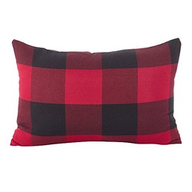 Fennco Styles Home Decor Buffalo Check Plaid Cotton Throw Pillow (Red, 13"x20" Pillow Case+Insert)