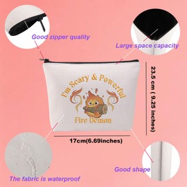 Anime Movie Merchandise Cosmetic Bag Fire Demon Gift Calcifer Lovers Gift Anime Flame Gift I'm Scary & Powerful Fire Demon Gift for Fans (CA-FireDemonMup)