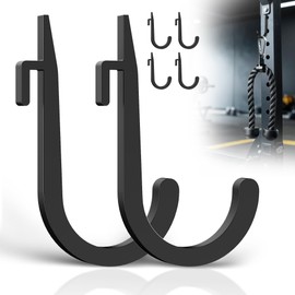 ViewKurM J Hooks for Squat Rack,Squat Rack Attachments for Home Gym Storage,Portale Power Rack Accessories, J-Hook Storage Rack Holder for Resistance Bands, Barbell Collars and Gym Accessories-6PCS