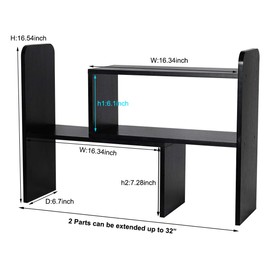PAG Desk Organizer Desktop Shelf Adjustable Countertop Bookshelf Small Table Shelves Book Organizer Office Organization for Desk, Black