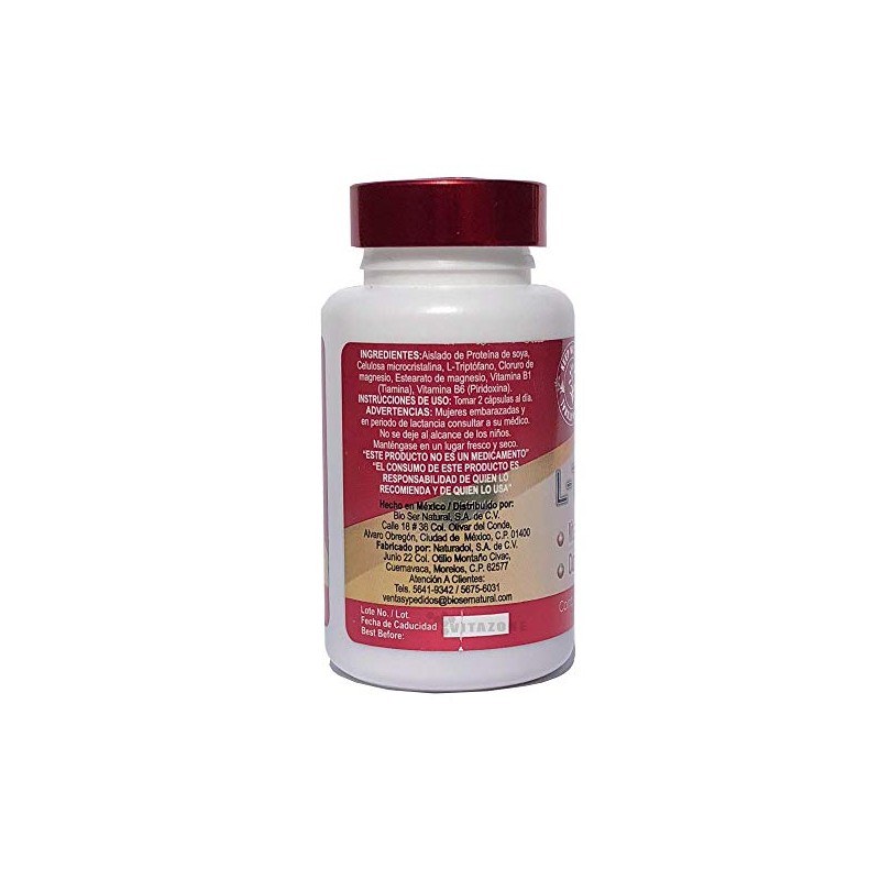 Triptófano 500 mg – 60 Cápsulas – Suplemento Alimenticio