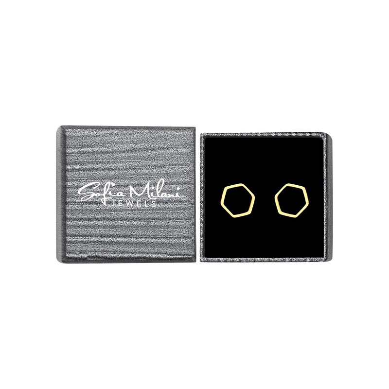 SOFIA MILANI - Women's Earrings 925 Silver Hexagon Stud Earrings,