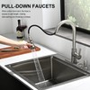 EcoChannels Kitchen Faucet with Pull Down Sprayer, Single Handle Brushed