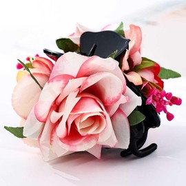 Bouory Flower Hairclip Pink Floral Hair Claw Clip Hawaiian Claw Clip Boho Hair Aceesories for Women