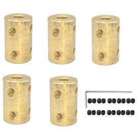 5Pcs 5mm to 6mm Brass Rigid Motor Shaft Coupling Coupler Transmission Connector Sleeve Adapter for RC Boat Car Airplane 3D Printers