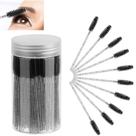 100PCS Disposable Mascara Brushes Disposable Makeup Brush with Container Mascara Wands Makeup Brushes Applicators Kits for Eyelash Extensions and Eyebrow Brush (Crystal Black)