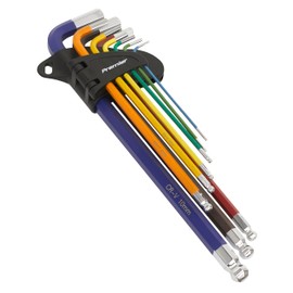 Sealey Ak7191 Ball-End Hex Key Set 9Pc Colour-Coded Extra-Long Metric