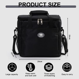 Foldable Cool Bag, Portable Cool Box, Picnic Bag & Thermal Bag, Insulated Bag for Office & Work, Cool Bag Small with Handle, Freezer Bag & Warming Bag, Thermal Insulated Bag, Black