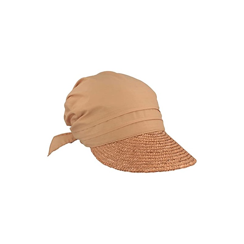 Seeberger Women's Sun Hat, Straw / Fabric Cap - Beige