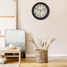 Foxtop Wireless Wall Clock, Indoor Outdoor Weatherproof Wall Clock with Temperature Display and Hygrometer, No Ticking Noise, Silent Retro Clock for Patio, Bathroom, Kitchen, Living Room, Home Decor