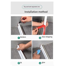 Lyaciomn Bathroom TPE Bendable Water Retaining Strip Shower Water Barrier Highl for Separation Shower Accessories White 2M