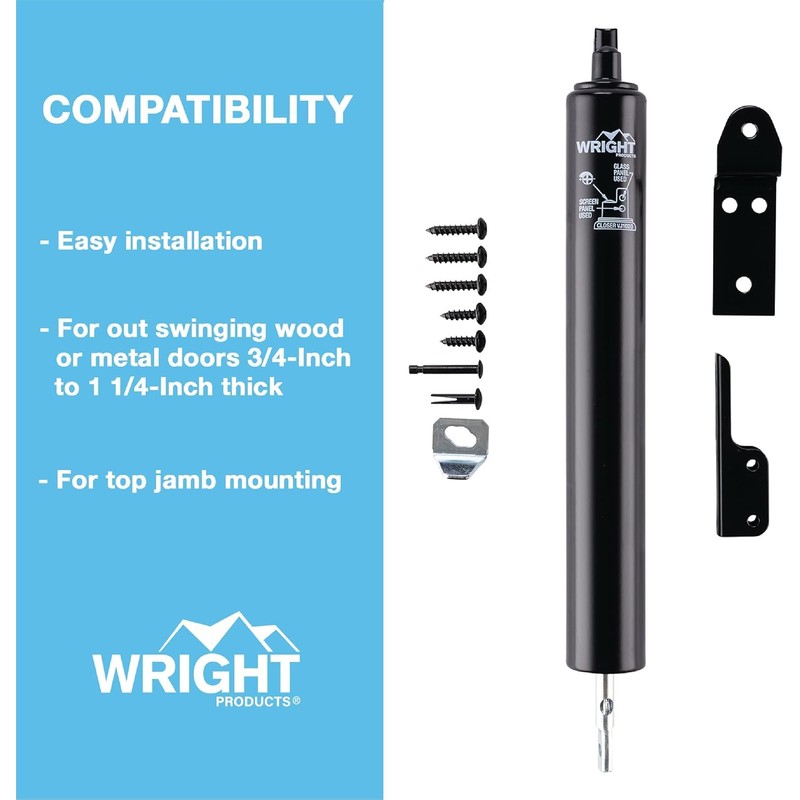 Wright Products Light Duty Screen Door Closer with Head Jamb