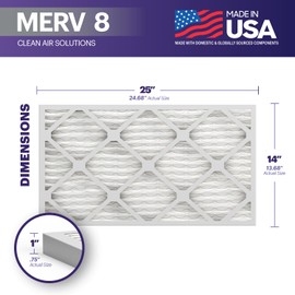 BNX BNX TruFilter 14x24x1 Air Filter MERV 8 (6-Pack) - MADE IN USA C Dust & Pet Defense Air Conditioner HVAC AC Furnace Filters for Dust, Pet, Mold, Pollen MPR 600 C 700 & FPR 5