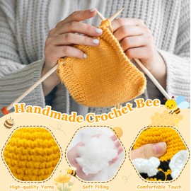 Mini Inspirational Bee Positive Gifts for Women Men, Fathers Day Birthday Gifts for Friends Coworker Sister Teacher Appreciation Gift, Graduation Friendship Gift, Emotional Support Crochet Bee Decor