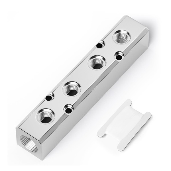 TAILONZ PNEUMATIC Silver 4 Way Pneumatic Shunt Aluminum Block Pneumatic