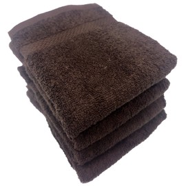 13x13 | Premium Washcloth Set | Absorbent, Ring Spun, Washcloths, Hand towels for Bathroom, 100% Cotton, Face Towels, fingertip towels, Soft, For Daily Use (Pack of 4) (Dark Brown, 13x13)