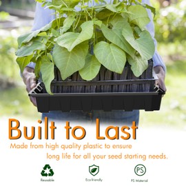 Gardzen Seed Starter Tray, 10-Pack Seed Starting Trays, 10" x 20" Seedling Tray Microgreens Growing Trays, Reusable Seed Trays and Flats, Planting Trays for Seedlings