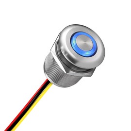 Acegoo 12 Volt Dimmer Switch High-Side PWM Dimming Switch, 7/8" Mounting Hole w/Blue Backlight for RV Boat Truck Camper Van Trailer Light Fixture & LED Strip Lights-DC 12V 6A Full Aluminum (Sliver)