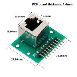 Teansic 5 Pcs RJ45 Connector Breakout Board 8-pin Headers Network Port Adapter Test Board with PCB Board(Vertical Socket)