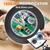 KIRKAS 12X & 30X Magnifying Glass with Light and Stand,