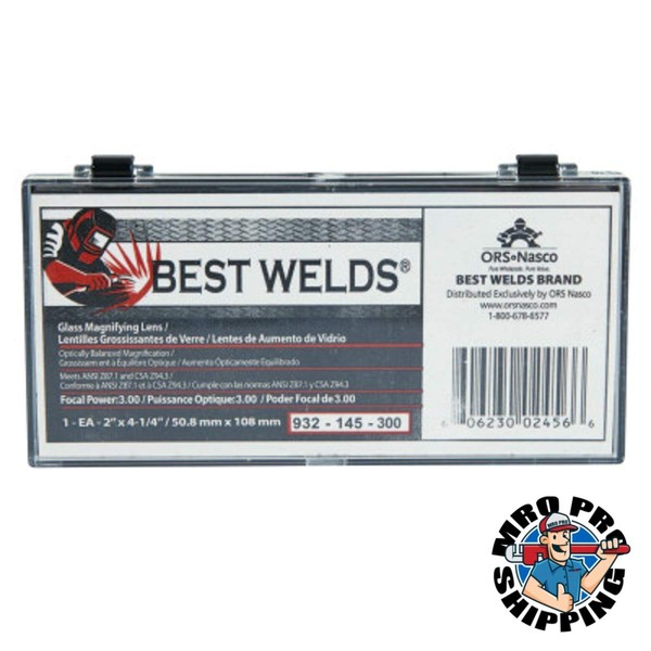 Best Welds 932-145-300 Bw-2x4-1/4 Glass Mag Lens 3.00 Diopter
