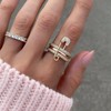 BLBLJERY Safety Pin Gold Stackable Rings for Women Non Tarnish