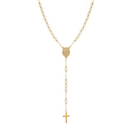 Manfnee Rosary Necklace for men and women Medal & Cross Religious Stainless Steel Praying Rosary Necklace