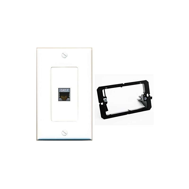 RiteAV CAT7 Wall Plate White with Low Voltage Mounting Bracket