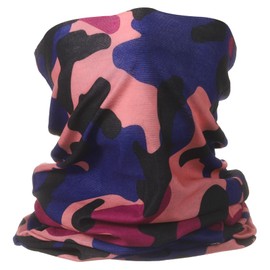 HARFINGTON Summer Cooling Neck Gaiters Sun Protection Face Mask Fishing Neck Gaiter Sunscreen Breathable Bandana for Men Women, Camo Pink-Purple