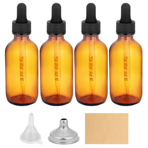 Yadream 4 pack, Leak-Proof Glass Dropper Bottles,2 OZ Bottles with