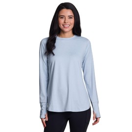 RBX Active Women's Yoga Tunic Super Soft Long Sleeve Crewneck Tee Ice Water Heather XL