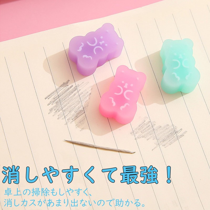 Refoiner Eraser, Elementary School Students, 5 Mini Erasers, Translucent Jelly,