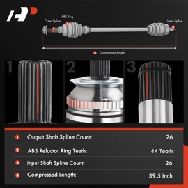 A-Premium CV Axle Shaft Assembly Compatible with Mazda Miata 1995 1996 1997 1999 2000 2001 2002 2003 2004 2005, L4 1.8L, Rear Driver or Passenger Side