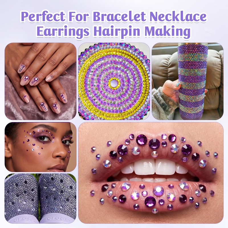 Awubsd 30000 Purple Bedazzling Kit 3/4/5/6 mm Bedazzling Gems