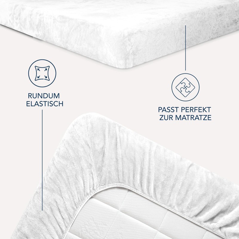 DREAMZIE Premium Terry Fitted Sheet, 90 x 200-100 x 200