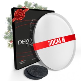 DREIBERG® Decorative Tray | Diameter 30 cm | Decorative Tray White | Decorative Plate White | Decorative Tray Round White | Includes 2 Drink Coasters