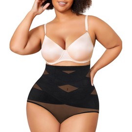 Nebility Plus Size Shapewear for Women Tummy Control Butt Lifting Panties Hi- Waist Trainer Body Shaper Short Belly Underwear (3X, Black Plus Size)