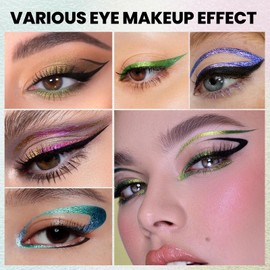Black and Multichrome Waterproof Liquid Eyeliner, Stay All Day Eye Liner Pen with Precise Tips for Women, Smudge-Proof & Transfer-Resistant, Vegan & Cruelty-Free