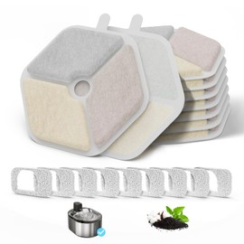 Cat Water Fountain Filter Pet Drinking Fountain Filter & Sponges for 152oz/4.5L Wireless Cat Water Fountain,Triple Filtration System for PTM-643 models, 9 Pack (9 Filters and Sponges)