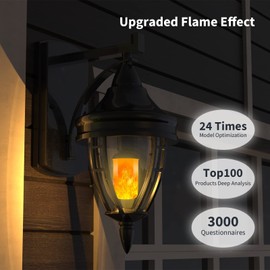 Morsatie Upgraded LED Flame Light Bulbs, 4 Modes Flickering Light Bulbs with Gravity Sensor, E26 Fire Light Bulb for Halloween Christmas Party, Porch Patio Indoor Outdoor Decoration, 2 Pack