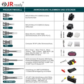JRready ST5255-08 Release Tool Car Plug Kit Includes 8 Pieces Replacement Tips Terminal Pin Tool for AMP/Delphi/Molex/German/Bosch/Kostal Connector etc., Automotive/Computer Repair