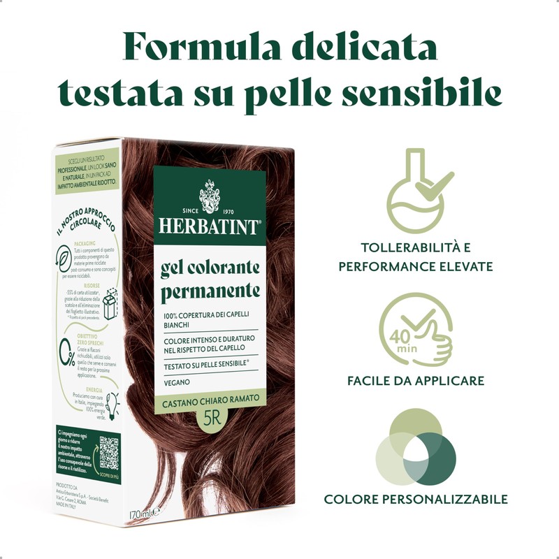 Herbatint Permanent Hair Colour Gel 5R Light Brown Copper -
