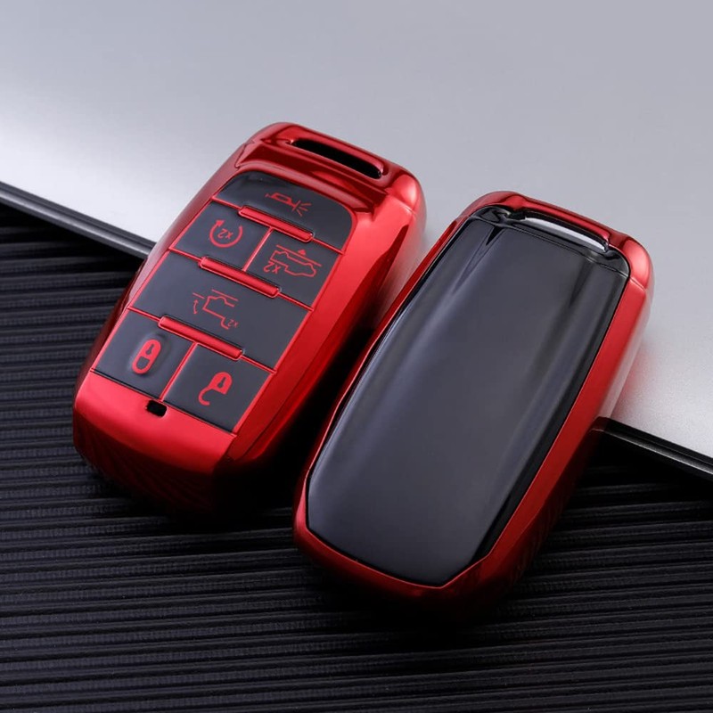 SANRILY Soft TPU 6 Button Key Fob Cover for Dodge