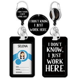 Funny Fun Work Badge Holder with Retractable Reel, Id Card Badge Holder with Clip Heavy Duty, Vertical Card Name Tag Badge Cover Case Protector for Work Office Nurse Teacher Women Gifts