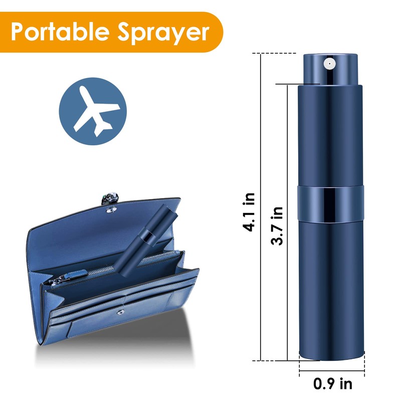 Saiveina 8ml Travel Atomizer Bottles, Refillable Mini Fragrance Bottles, Empty