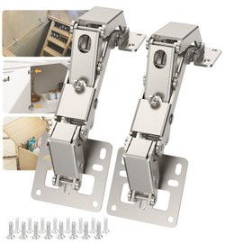 Furniware 2 Pair 170 Degree Frameless Soft Close Cabinet Hinges, Heavy Duty Hidden Hydraulic Lazy Susan Hinges Concealed for Corner Cabinet, Crawlspace Trap Door, Wardrobe(No Cup Grooving)