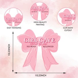 SFDHVCF Coquette Pink Bow Wall Decor Inspirational Preppy Bow Wall Sign Birthday Party Gifts Decorations Bowknot Welcome Door Sign for Bedroom College Dorm Apartment Indoor Porch Decor