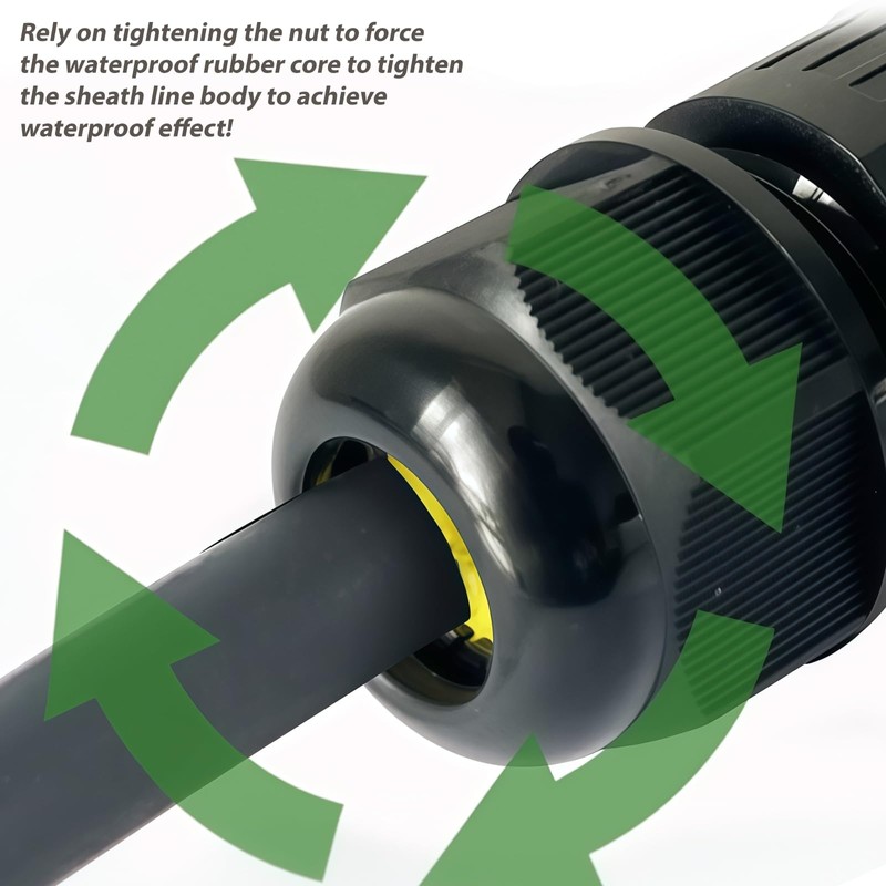 2 x Waterproof IP68 Cable Connectors: GOEDCH 3-Pin Earth Cable